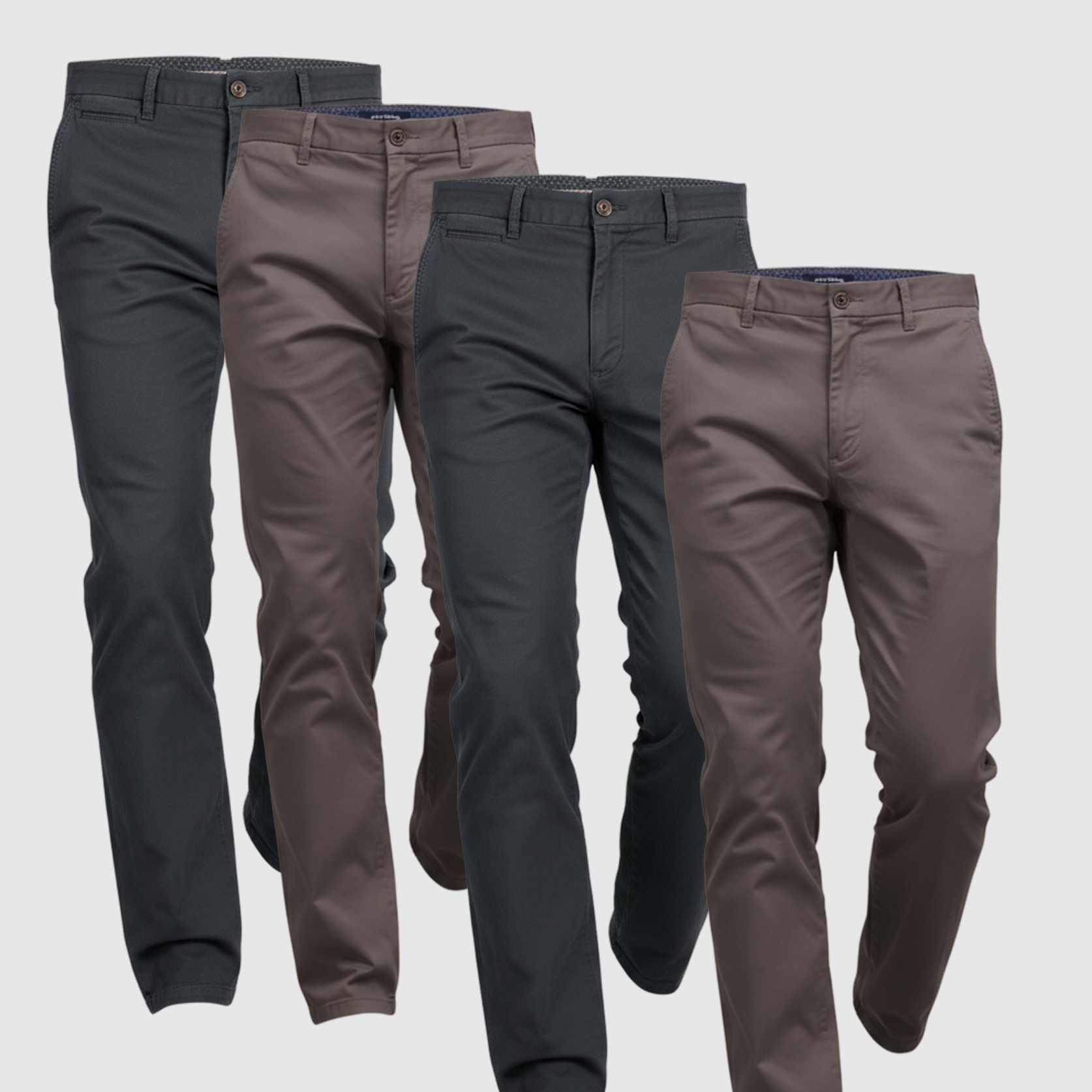 4 Pack Chinos: Faded Black, Faded Black, Ink Blue, Ink Blue