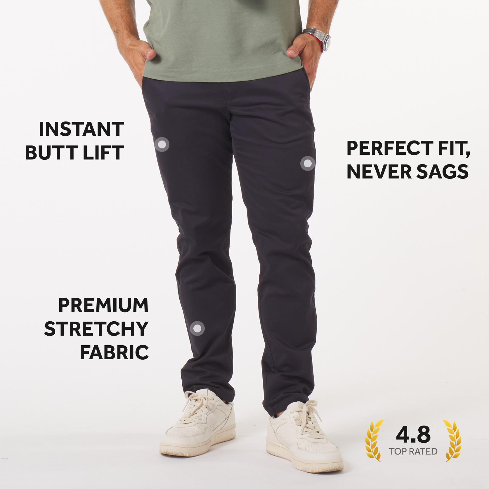 4 Pack Chinos: Faded Black, Faded Black, Ink Blue, Ink Blue