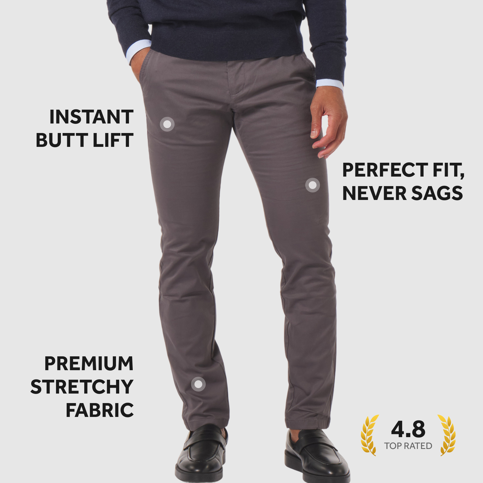 4 Pack Chinos: Light Khaki, Dark Khaki, Ink Blue, Faded Black