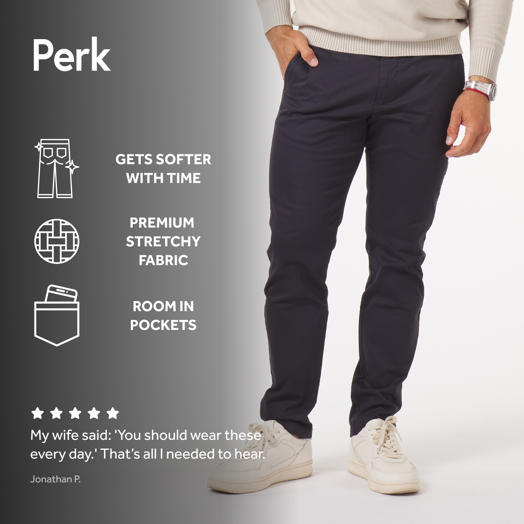 6 Pack Chinos: Ink Blue, Ink Blue, Ink Blue, Faded Black, Faded Black, Faded Black