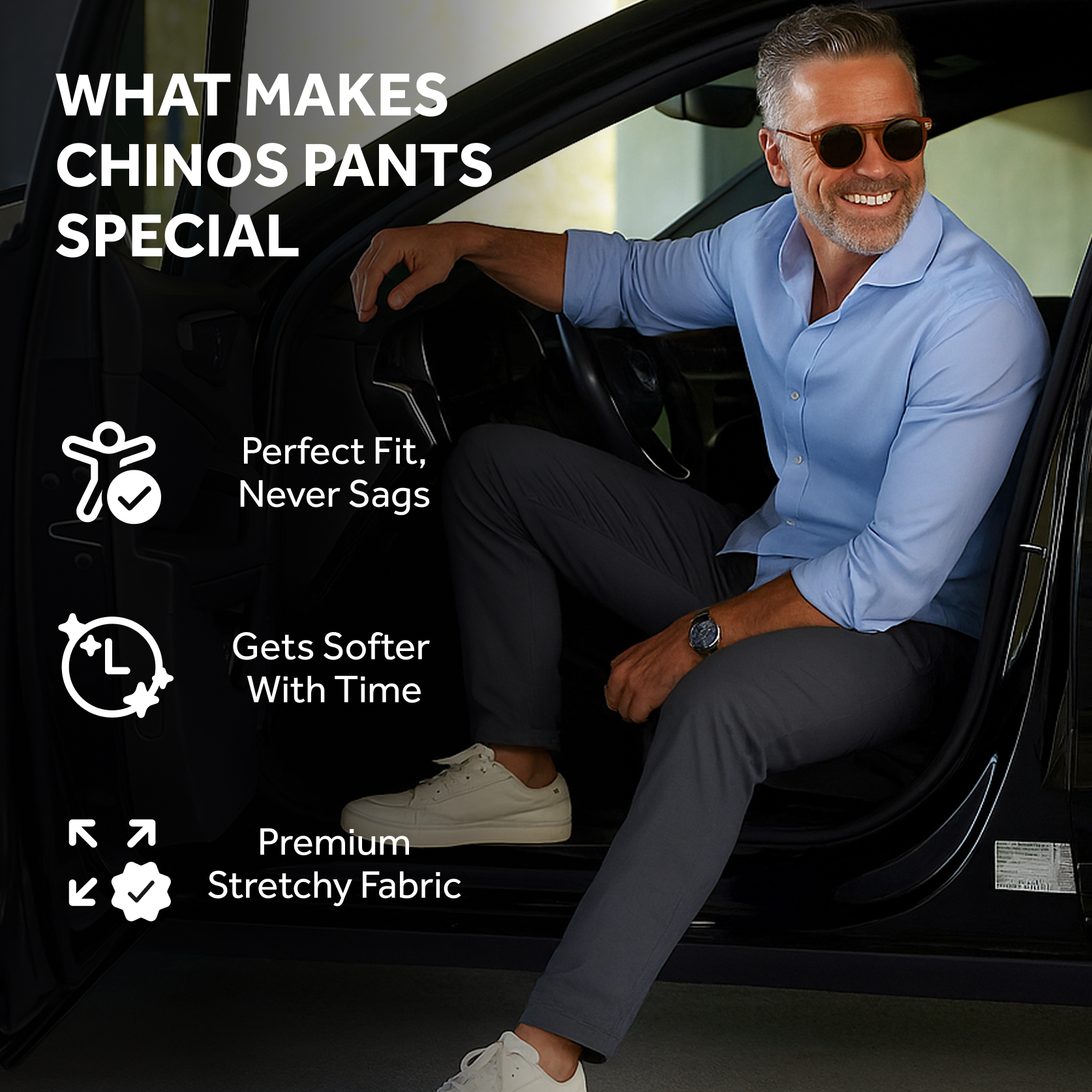 Feel Good Chinos in Faded Black