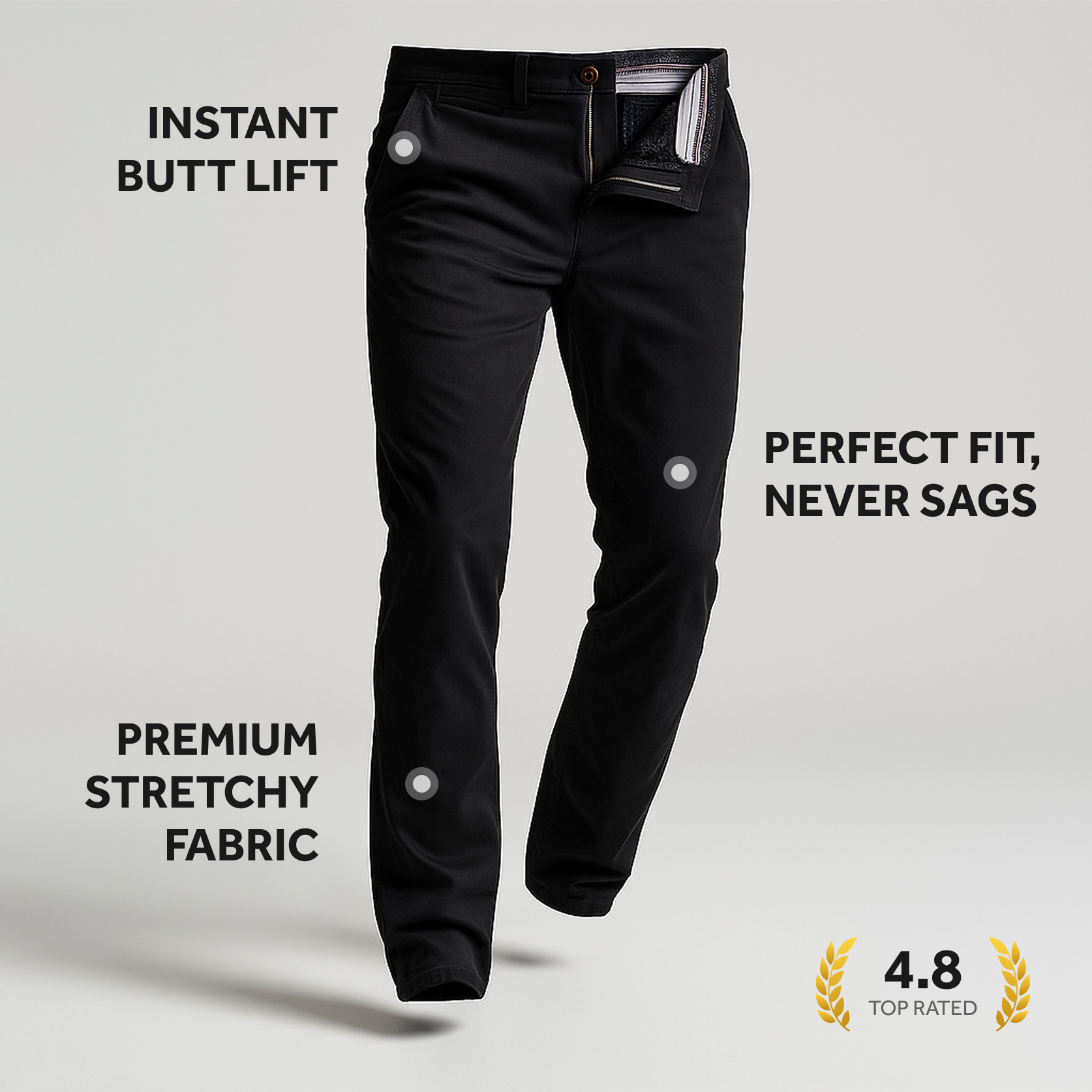 Feel Good Solid Black Chinos