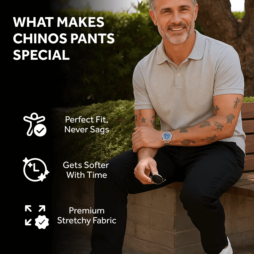 Feel Good Solid Black Chinos