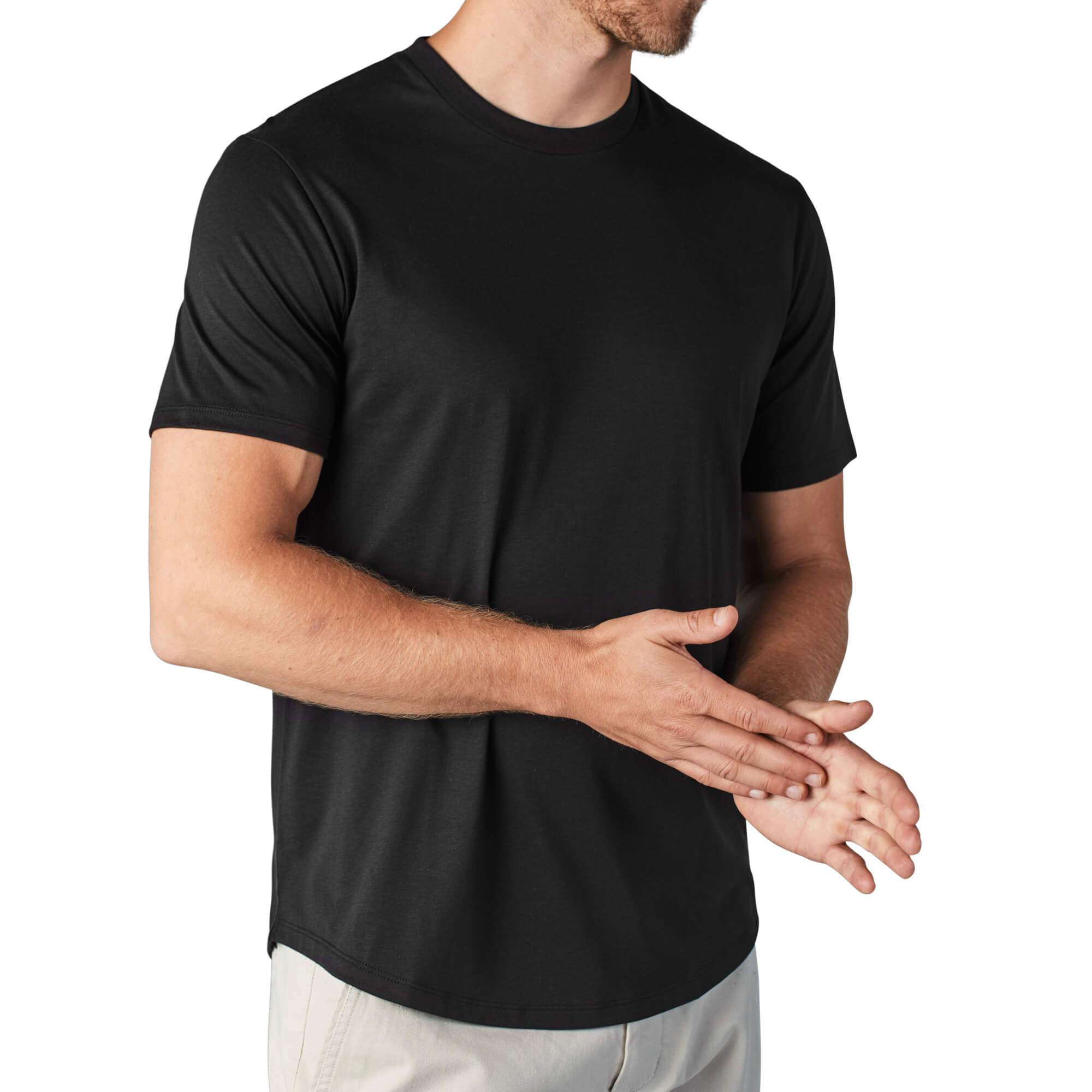 Perk Clothing | Shop Men's Pima Cotton T-shirts | Feel Good Curved Hem Tees Nordic Blue / L | Crewneck T-shirts | Round Neck T-shirts