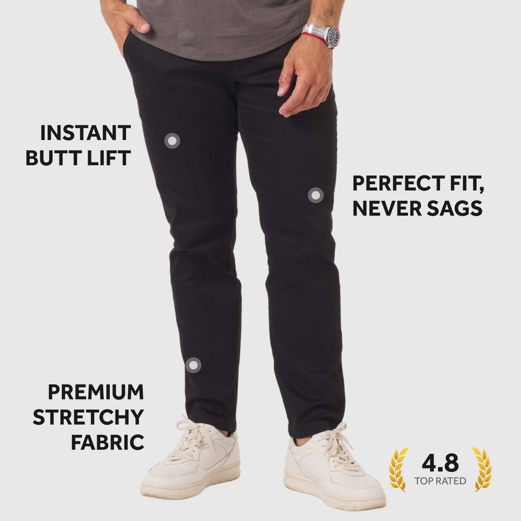 4 Pack Chinos:  Light Khaki, Ink Blue, Faded Black, Solid Black