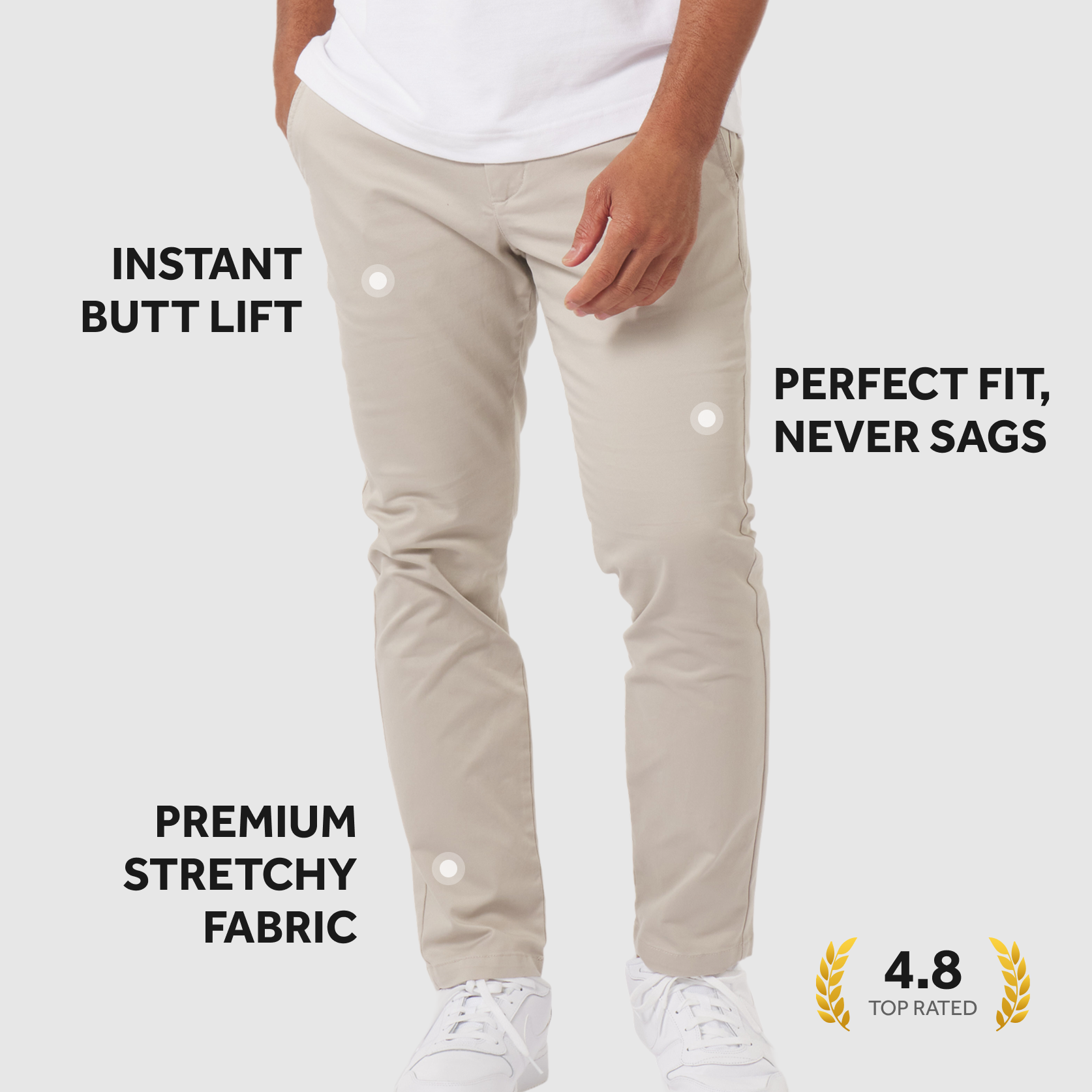 6 Pack Chinos: Light Khaki, Light Khaki, Light Khaki, Faded Black, Faded Black, Faded Black