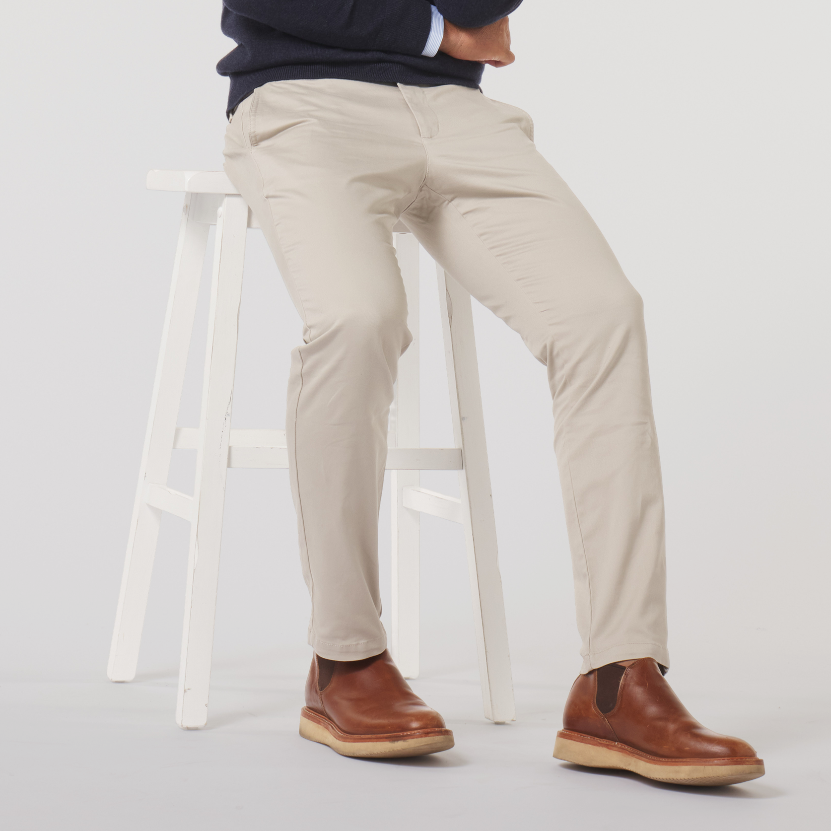 6 Pack Chinos: Light Khaki, Light Khaki, Light Khaki, Faded Black, Faded Black, Faded Black