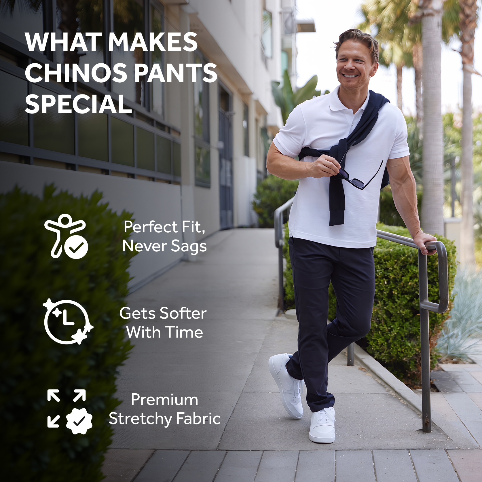 6 Pack Chinos: Light Khaki, Light Khaki, Light Khaki, Ink Blue, Ink Blue, Ink Blue