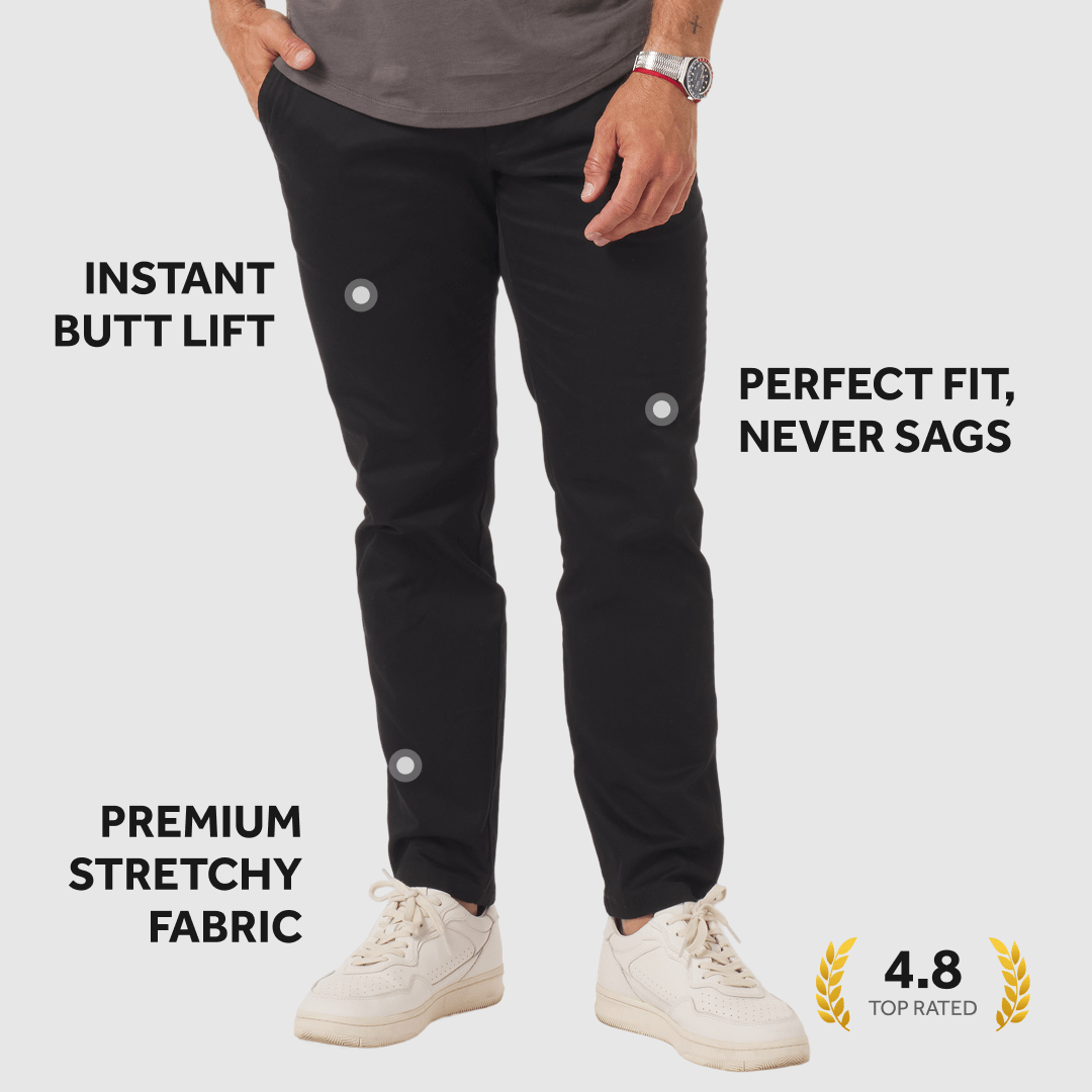 Feel Good Solid Black Chinos