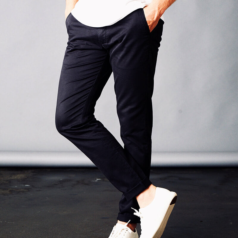 Slim Fit Cotton Stretch Chinos Black - Calibre Menswear